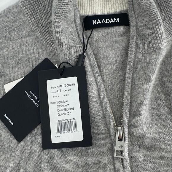 Naadam Signature Cashmere Color Blocked Quarter Zip Sweatshirt Size L - Picture 8 of 14